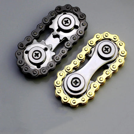 New Sprockets Flywheel Fingertip Gyro Fidget Spinner Antistress Anxiety Metal Bike Chains Christmas Gift For Adult Kids Black Gold