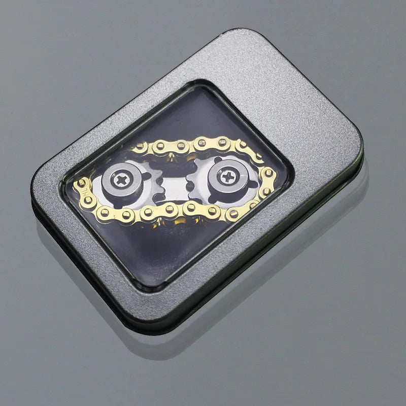 New Sprockets Flywheel Fingertip Gyro Fidget Spinner Antistress Anxiety Metal Bike Chains Christmas Gift For Adult Kids Gold-BOX