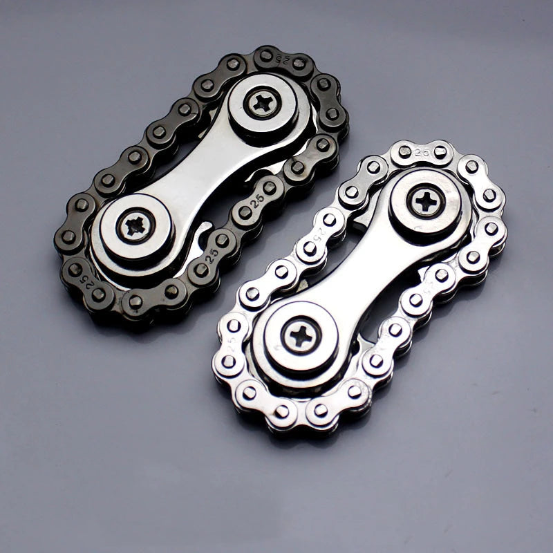 New Sprockets Flywheel Fingertip Gyro Fidget Spinner Antistress Anxiety Metal Bike Chains Christmas Gift For Adult Kids Silver Black