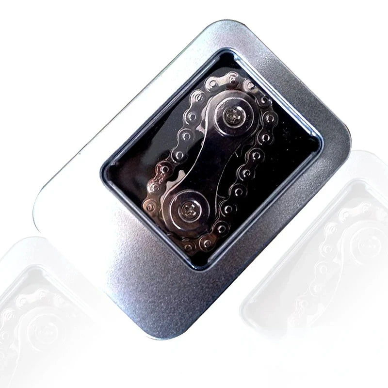 New Sprockets Flywheel Fingertip Gyro Fidget Spinner Antistress Anxiety Metal Bike Chains Christmas Gift For Adult Kids Silver-BOX