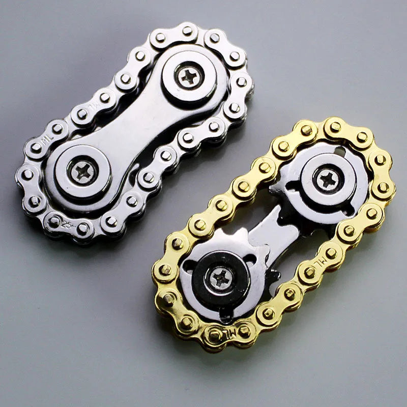 New Sprockets Flywheel Fingertip Gyro Fidget Spinner Antistress Anxiety Metal Bike Chains Christmas Gift For Adult Kids Silver Gold