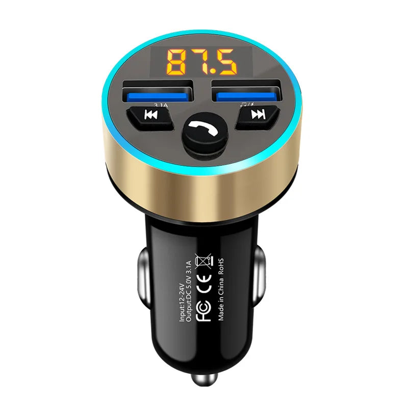 New Style 3.1A Dual USB Car MP3 Player Car Fm Bluetooth Receiver QC3.0 Cigarette Lighter Fast Charging Car Charger Power Adapter