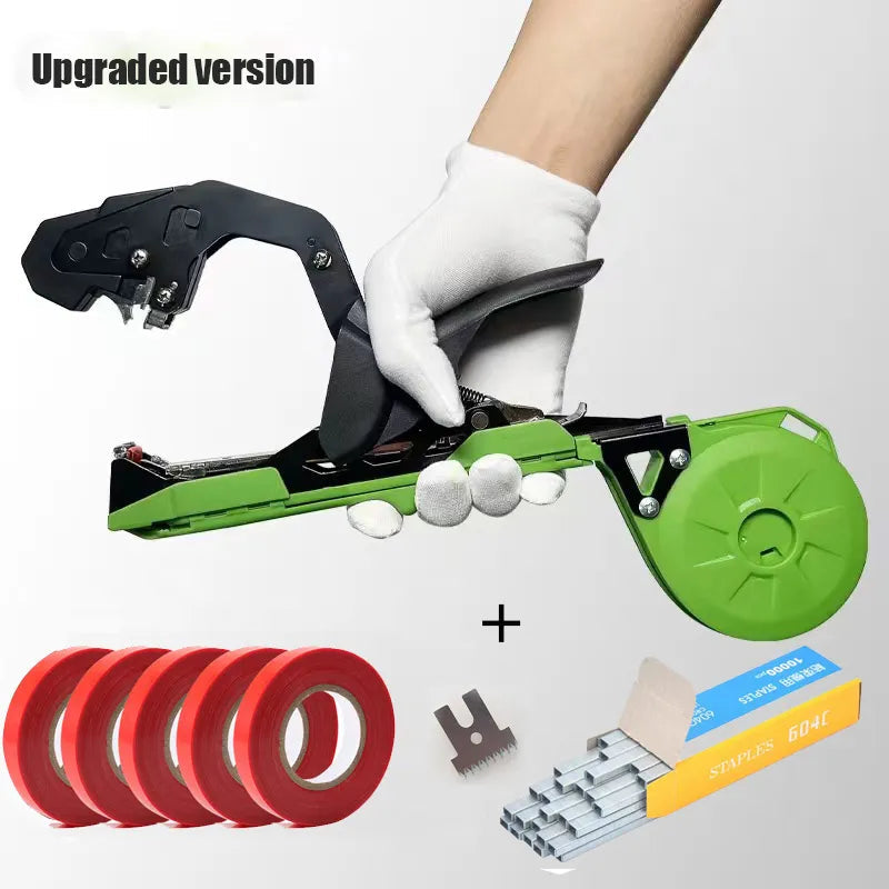 New Tying Machine Plant Garden Plant Tapetool Tapener +5 Rolls Tape Set for Vegetable Grape Tomato Cucumber Pepper Flower
