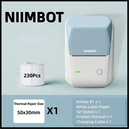 Niimbot B1 Label Printer Portable Handheld Thermal Printer Mini Barcode QR Code Sticker Paper Color Rolls Maker Cable Be Gift 1Roll