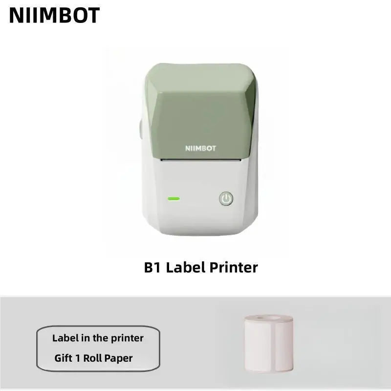 NIIMBOT B1 Label Printer Smart Portable Label Printer Inkless 20-50mm  thermal printer Green Gift 1 Roll