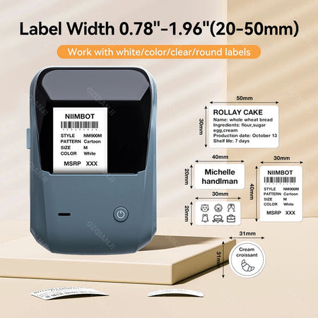 Niimbot B1 Wireless Label Maker Swap Color Round Adhesive Sticker Business Labeling Printer Machine Price Notes Paper 20-50mm