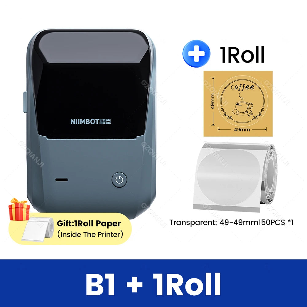 Niimbot B1 Wireless Label Maker Swap Color Round Adhesive Sticker Business Labeling Printer Machine Price Notes Paper 20-50mm