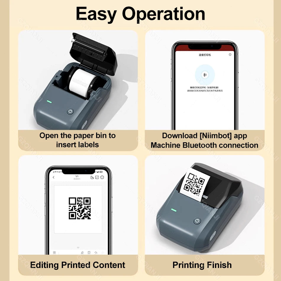 Niimbot B1 Wireless Label Maker Swap Color Round Adhesive Sticker Business Labeling Printer Machine Price Notes Paper 20-50mm