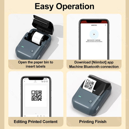 Niimbot B1 Wireless Label Maker Swap Color Round Adhesive Sticker Business Labeling Printer Machine Price Notes Paper 20-50mm