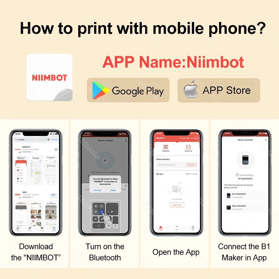 Niimbot B1 Wireless Label Maker Swap Color Round Adhesive Sticker Business Labeling Printer Machine Price Notes Paper 20-50mm