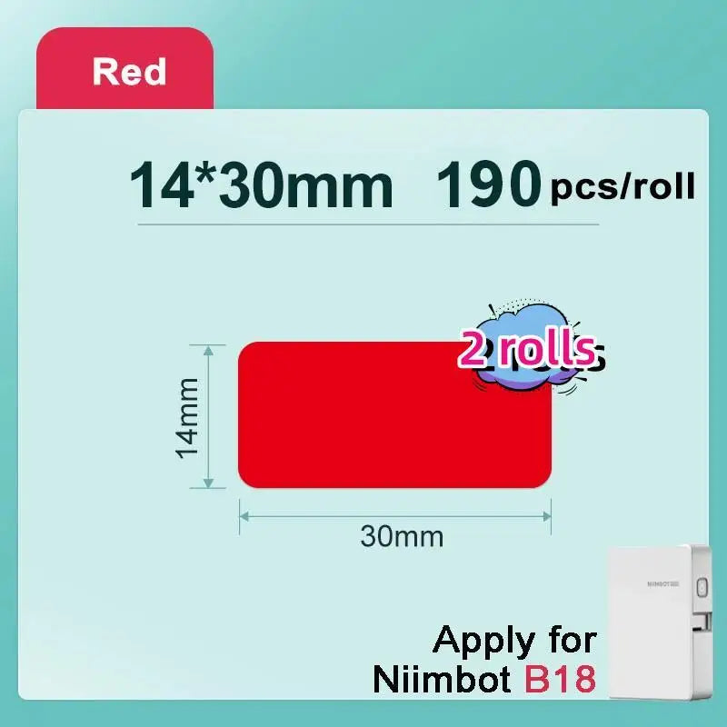 NIIMBOT b18 Thermal transfer label printer Wireless Bluetooth connection, B18 decal paper , printing a variety of color ribbon 2 rolls 14x30 red / CHINA