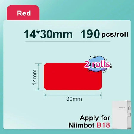 NIIMBOT b18 Thermal transfer label printer Wireless Bluetooth connection, B18 decal paper , printing a variety of color ribbon 2 rolls 14x30 red / CHINA