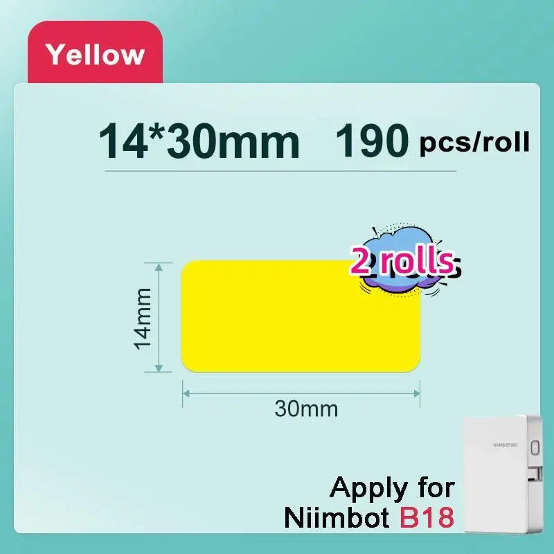 NIIMBOT b18 Thermal transfer label printer Wireless Bluetooth connection, B18 decal paper , printing a variety of color ribbon 2 rolls 14x30yellow / CHINA