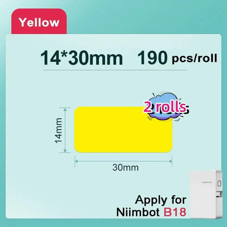 NIIMBOT b18 Thermal transfer label printer Wireless Bluetooth connection, B18 decal paper , printing a variety of color ribbon 2 rolls 14x30yellow / CHINA