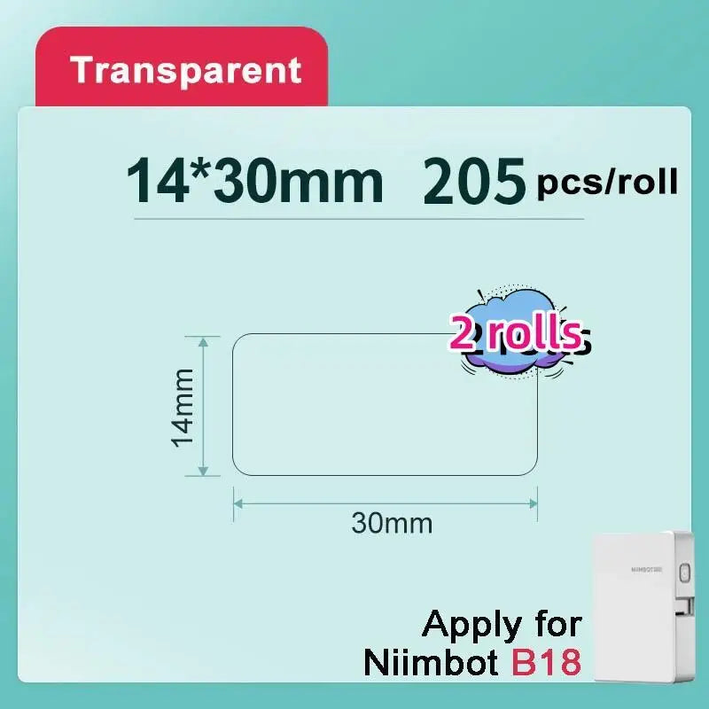 NIIMBOT b18 Thermal transfer label printer Wireless Bluetooth connection, B18 decal paper , printing a variety of color ribbon transparent 2 rolls / CHINA