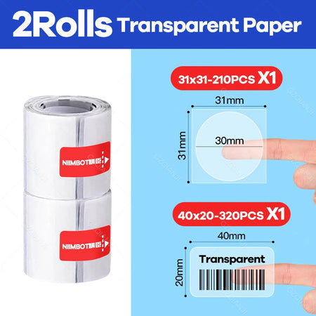 Niimbot B21 Transparent Roll Sticker Label Printing Paper Name Sticker adhesive sticker book stationery Paper for Label Printer 2 transparent A