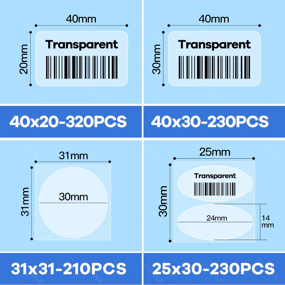 Niimbot B21 Transparent Roll Sticker Label Printing Paper Name Sticker adhesive sticker book stationery Paper for Label Printer