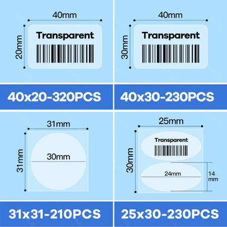 Niimbot B21 Transparent Roll Sticker Label Printing Paper Name Sticker adhesive sticker book stationery Paper for Label Printer