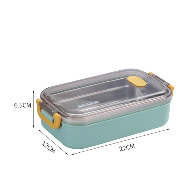Office Picnic Bento Box Stainless Steel Portable Bento Lunch Box For Kids School Children Salad Fruit Food Storage Container Box 1 Layer-Green / CHINA
