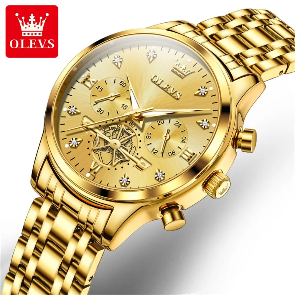 OLEVS 2897 Quartz Watch for Women Flywheel Design Diamonds Elegant Stainless steel Waterproof Chronograph Women's Watches NEW