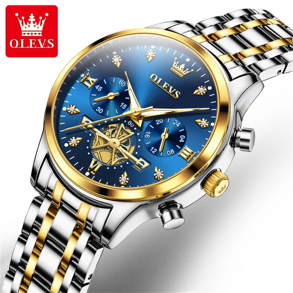 OLEVS 2897 Quartz Watch for Women Flywheel Design Diamonds Elegant Stainless steel Waterproof Chronograph Women's Watches NEW