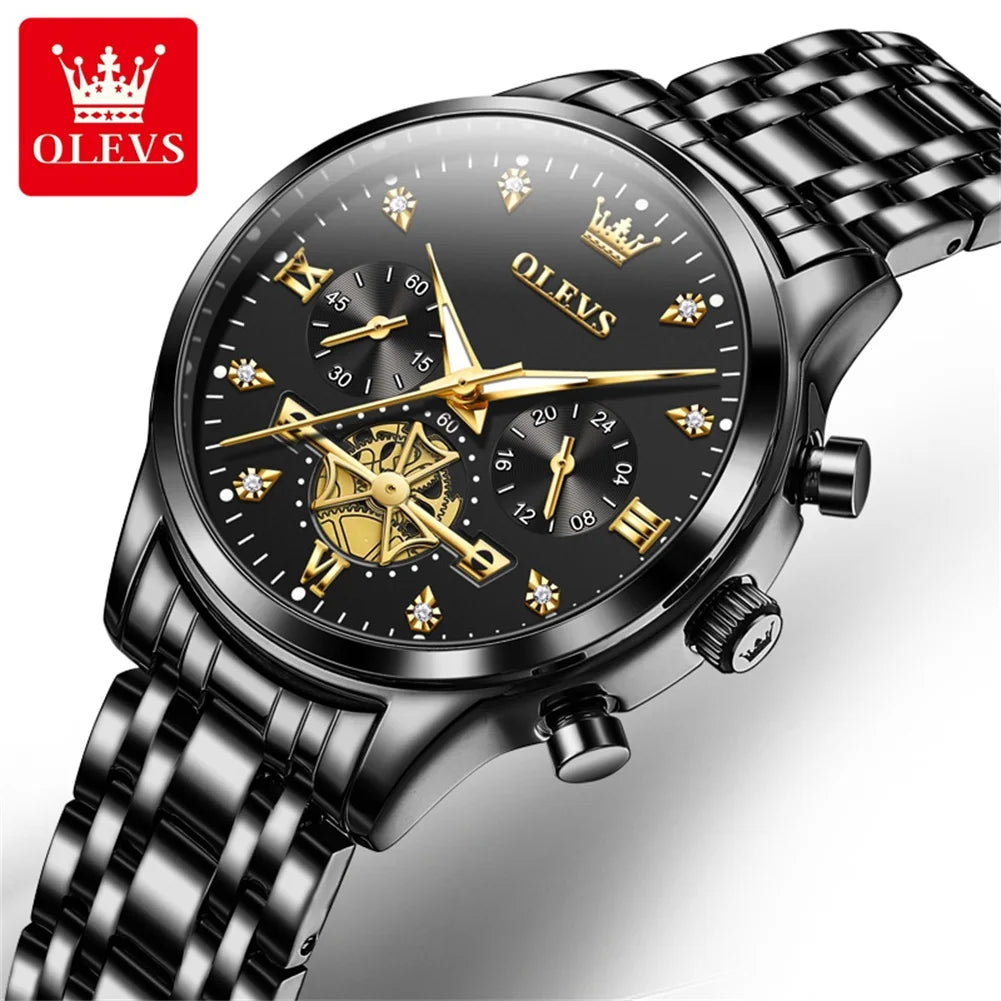 OLEVS 2897 Quartz Watch for Women Flywheel Design Diamonds Elegant Stainless steel Waterproof Chronograph Women's Watches NEW