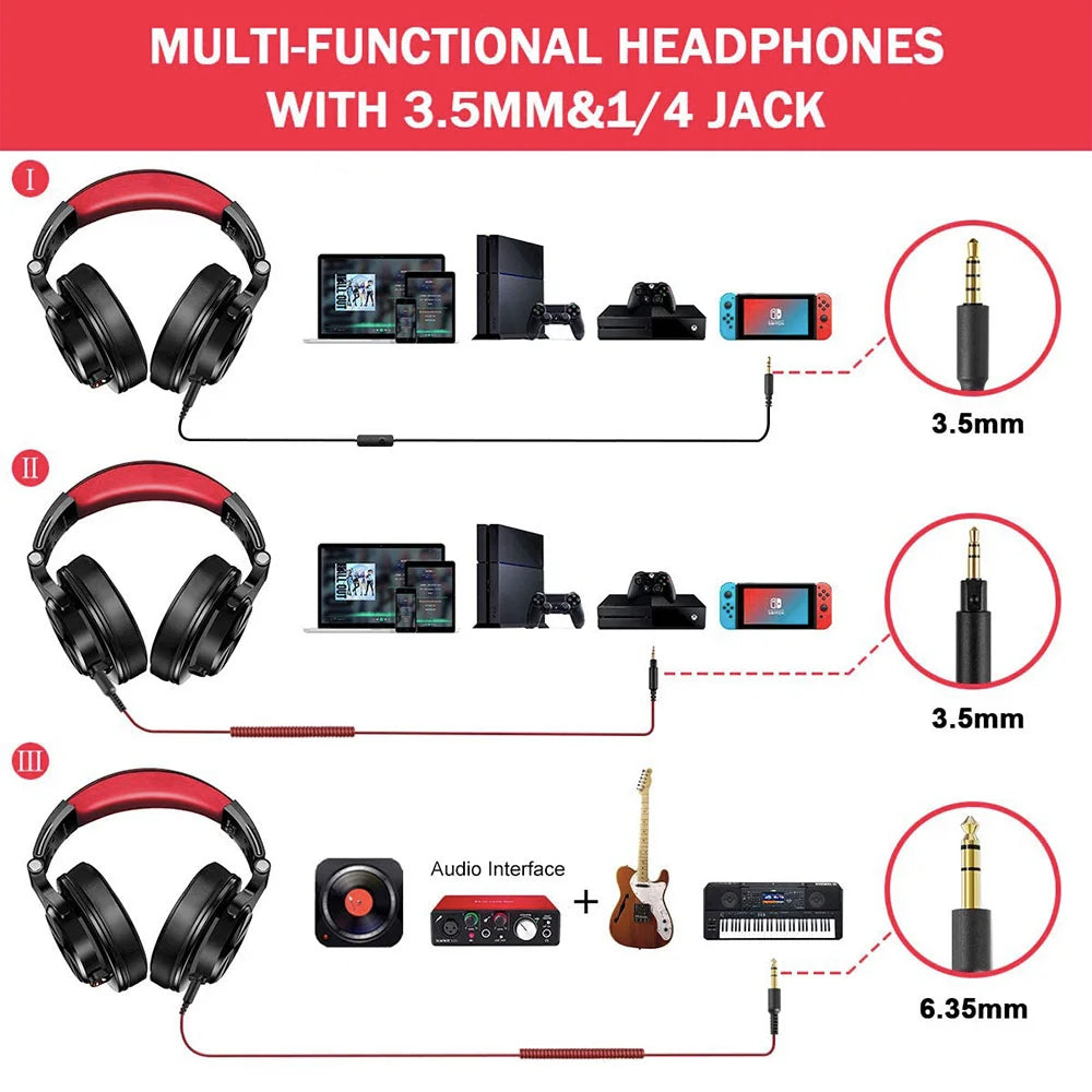 Oneodio Wired Over Ear Headphone With Mic Studio DJ Headphones Professional Monitor Recording &amp;amp; Mixing Headset For Gaming