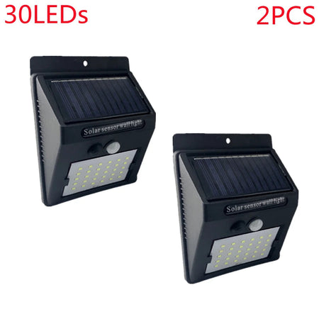 Outdoor 100 LED Solar Light Motion Sensor Waterproof Sunlight Garden Decoration Street Lights Solar Powered Lantern Wall Lamp 2Pcs 30Leds