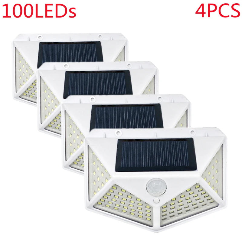Outdoor 100 LED Solar Light Motion Sensor Waterproof Sunlight Garden Decoration Street Lights Solar Powered Lantern Wall Lamp