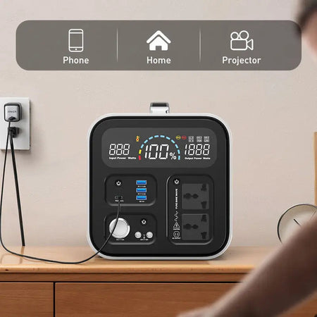 Outdoor Camping Portable Power Station 600W with100W Solar Panel, lifepo4 battery, Pure Sine Wave, Free Tax