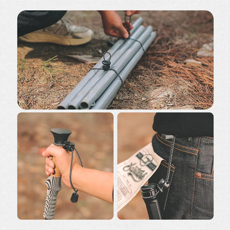 Outdoor Essentials Backpack Walking Stick Holder &amp;amp; Elastic Rope Set