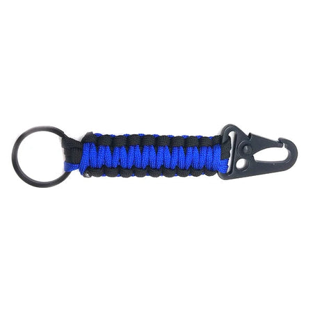 Outdoor Keychain Ring Camping Carabiner Military Paracord Cord Rope Camping Survival Kit Emergency Knot Bottle Opener Tools Blue and Black