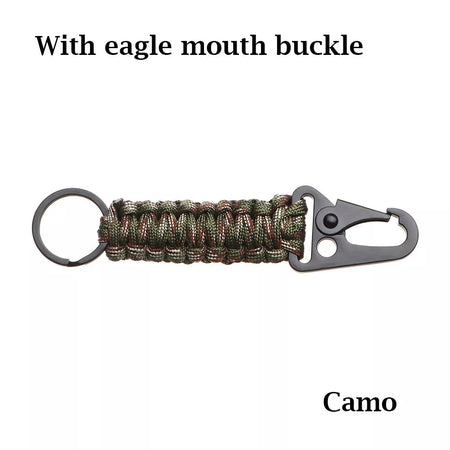 Outdoor Keychain Ring Camping Carabiner Military Paracord Cord Rope Camping Survival Kit Emergency Knot Bottle Opener Tools Camo