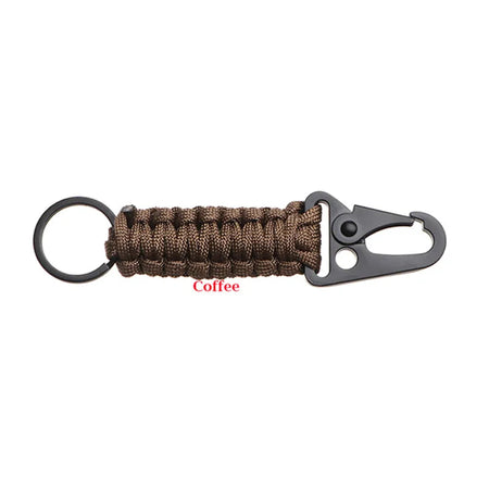 Outdoor Keychain Ring Camping Carabiner Military Paracord Cord Rope Camping Survival Kit Emergency Knot Bottle Opener Tools Coffee