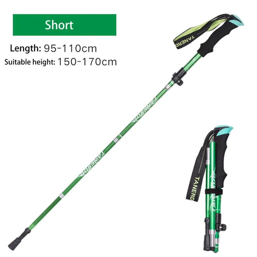 Outdoor Portable Collapsible Ultralight Trekking Poles Folding Walking Hiking Adjustable Mountain Camping Walking Sticks Carbon