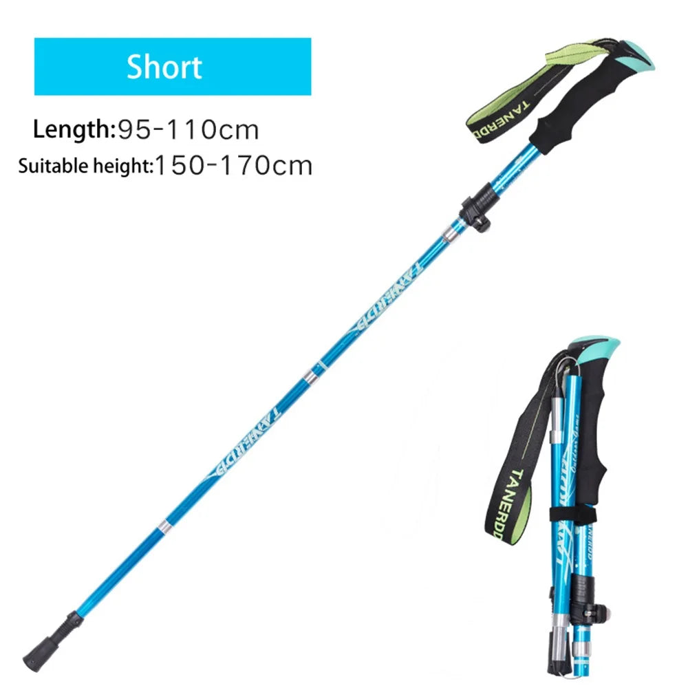Outdoor Portable Collapsible Ultralight Trekking Poles Folding Walking Hiking Adjustable Mountain Camping Walking Sticks Carbon