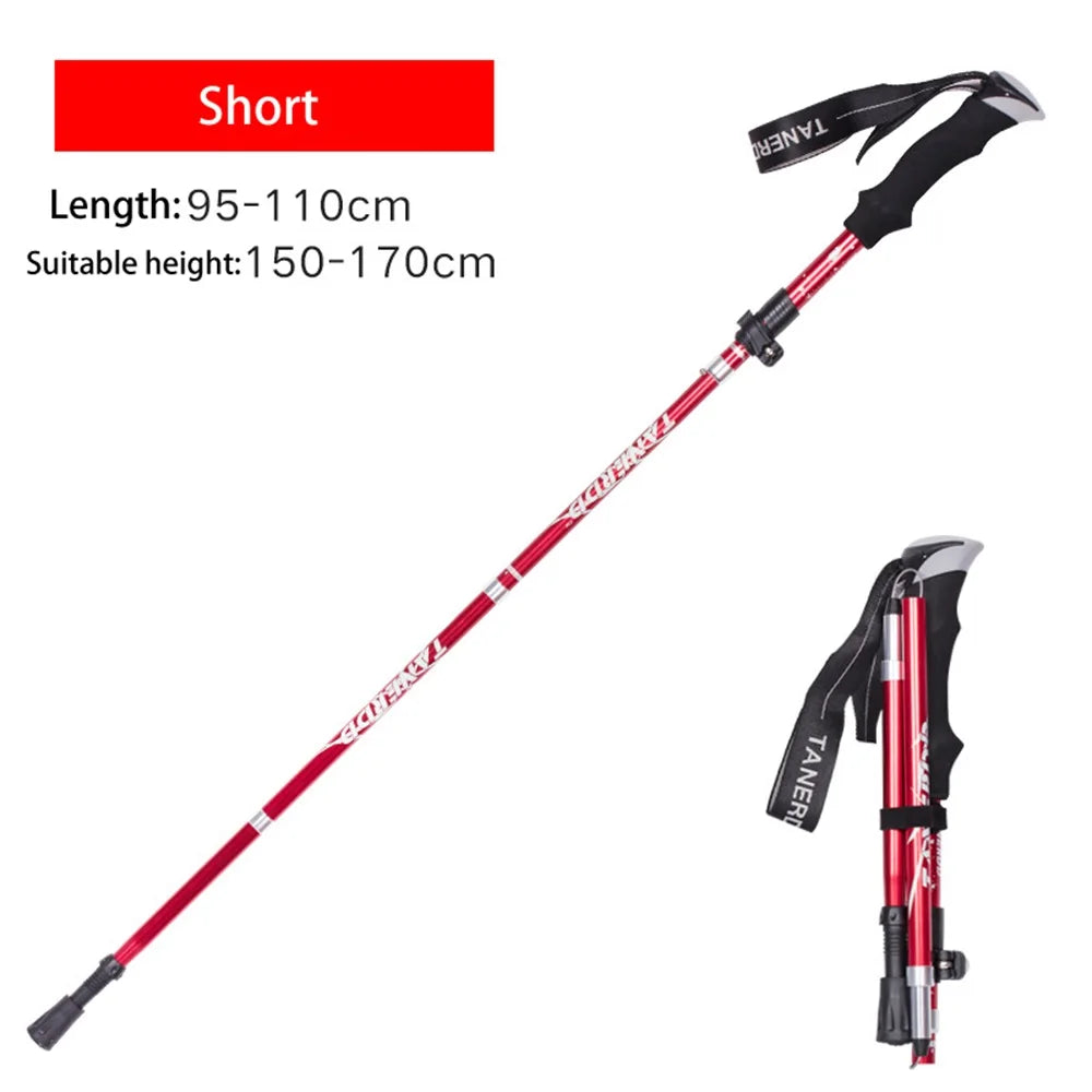 Outdoor Portable Collapsible Ultralight Trekking Poles Folding Walking Hiking Adjustable Mountain Camping Walking Sticks Carbon