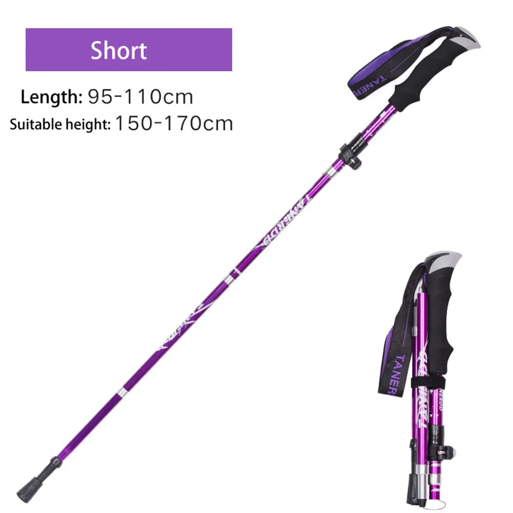 Outdoor Portable Collapsible Ultralight Trekking Poles Folding Walking Hiking Adjustable Mountain Camping Walking Sticks Carbon