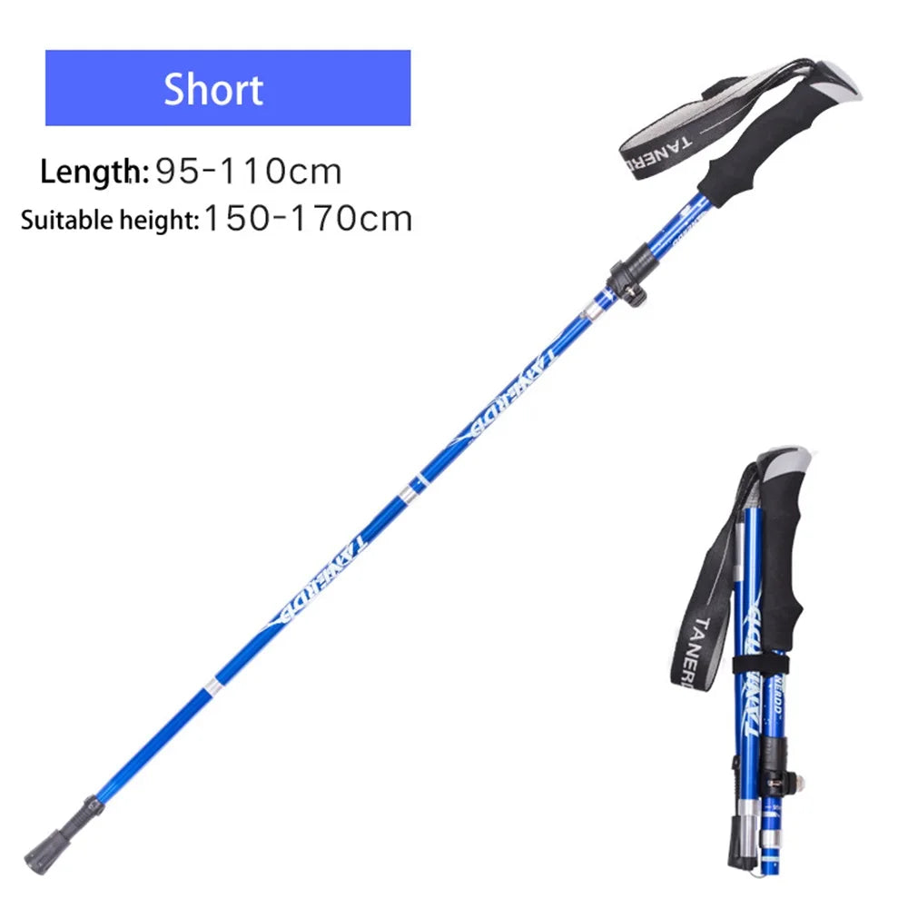 Outdoor Portable Collapsible Ultralight Trekking Poles Folding Walking Hiking Adjustable Mountain Camping Walking Sticks Carbon