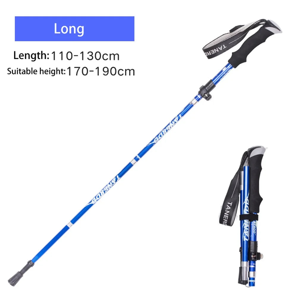 Outdoor Portable Collapsible Ultralight Trekking Poles Folding Walking Hiking Adjustable Mountain Camping Walking Sticks Carbon
