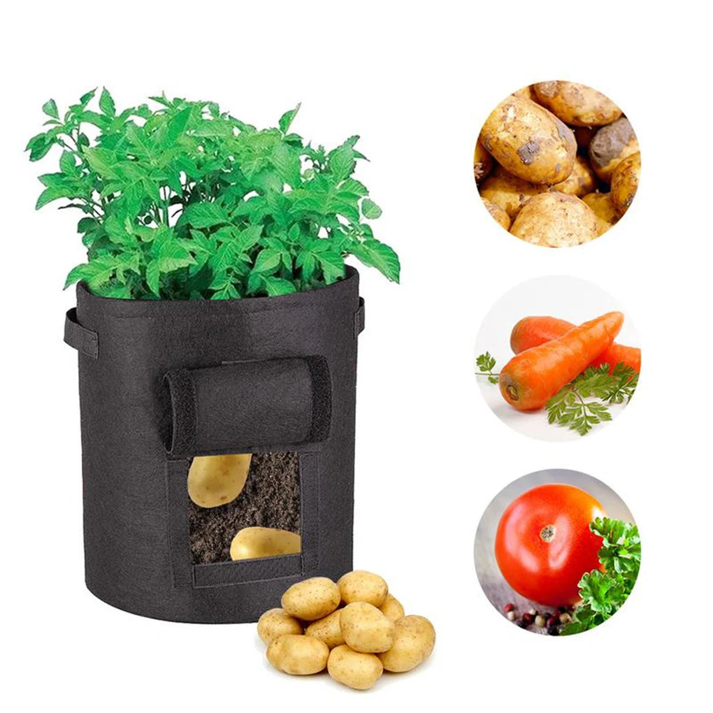 Outdoor Round Potato Planting Bag PP Nonwoven Plant Growth Pouch Tomoto Growing Pot 7 Gallons