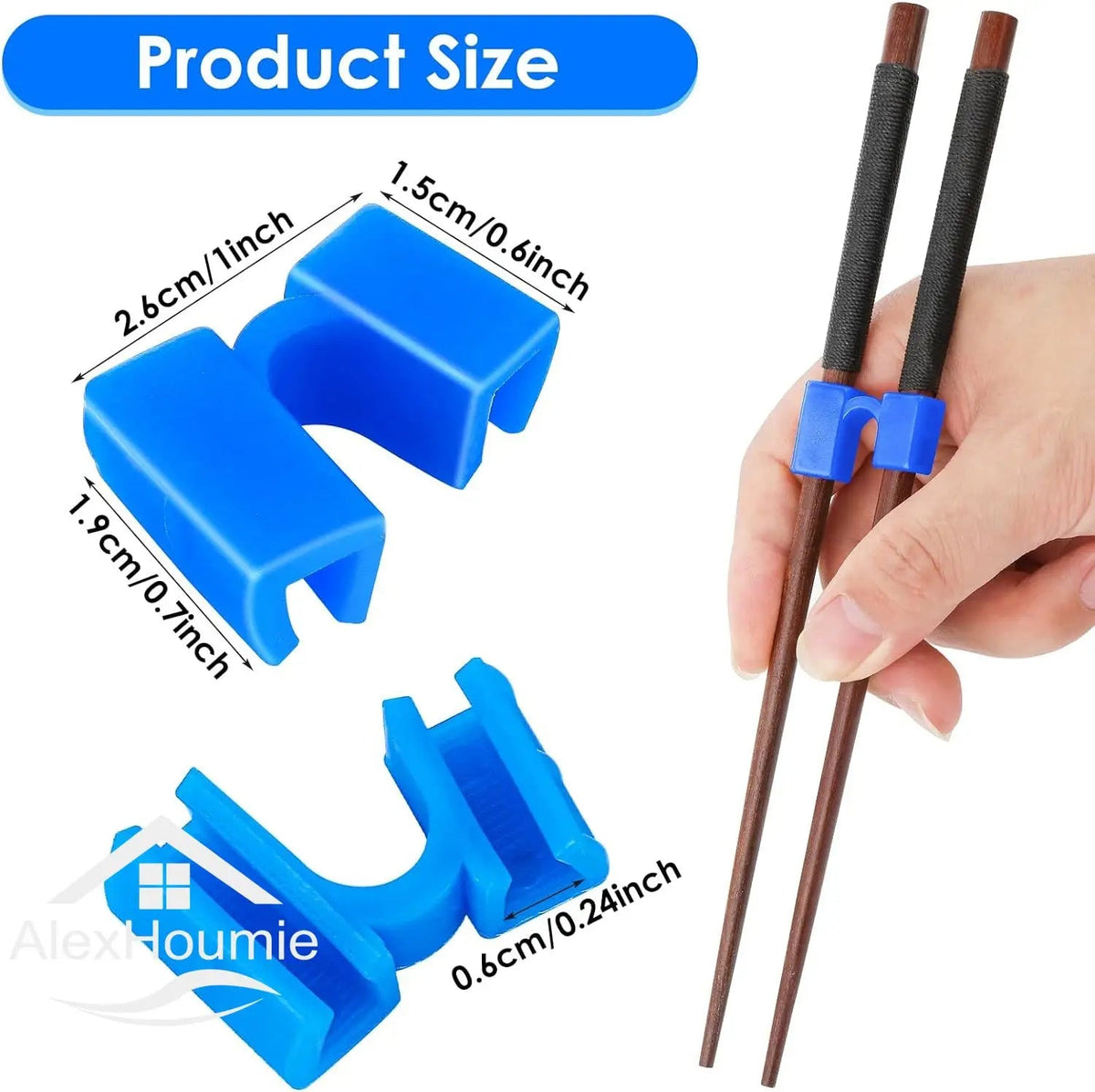 Pack of 6 Reusable Chopsticks Helpers Training Adults Kids Non-Slip Chopstick Hinges Connector Portable Practice Chopsticks Aids