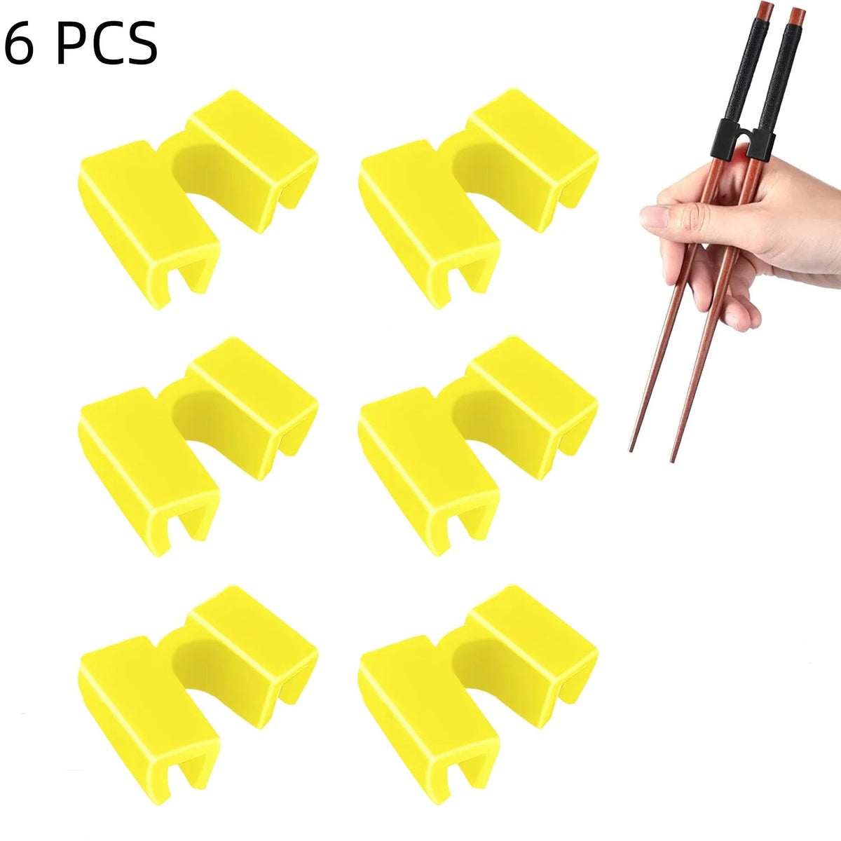 Pack of 6 Reusable Chopsticks Helpers Training Adults Kids Non-Slip Chopstick Hinges Connector Portable Practice Chopsticks Aids