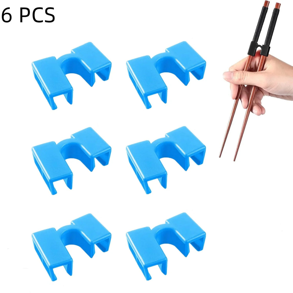 Pack of 6 Reusable Chopsticks Helpers Training Adults Kids Non-Slip Chopstick Hinges Connector Portable Practice Chopsticks Aids Blue 6PCS