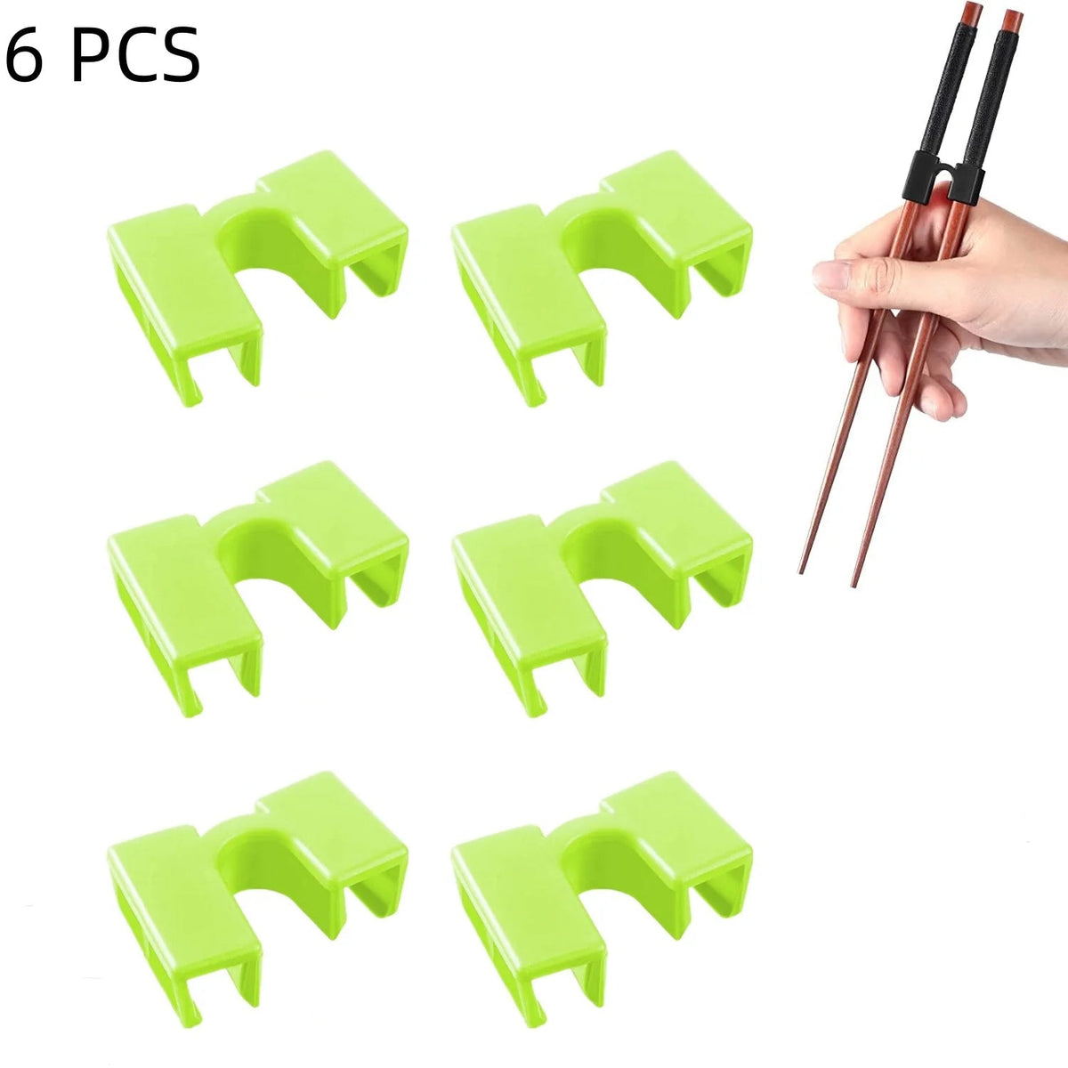 Pack of 6 Reusable Chopsticks Helpers Training Adults Kids Non-Slip Chopstick Hinges Connector Portable Practice Chopsticks Aids Green 6PCS