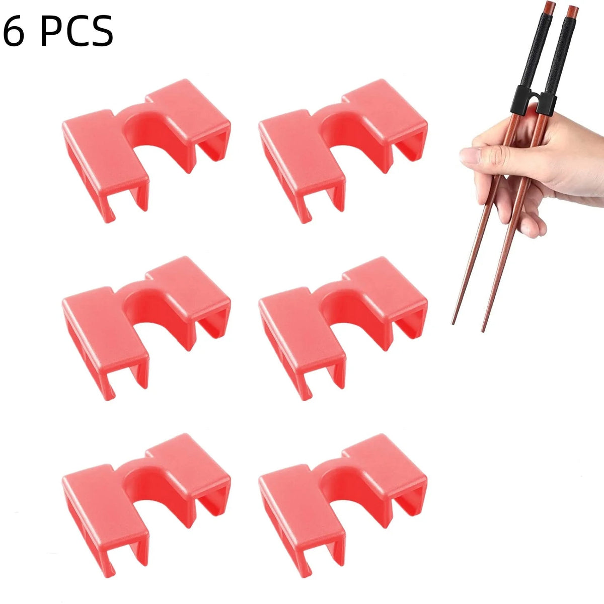 Pack of 6 Reusable Chopsticks Helpers Training Adults Kids Non-Slip Chopstick Hinges Connector Portable Practice Chopsticks Aids Pink 6PCS