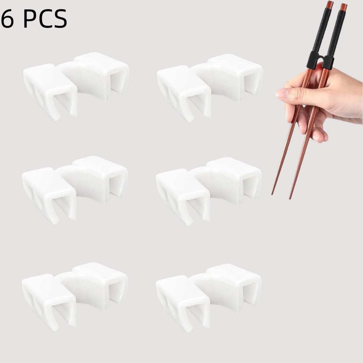 Pack of 6 Reusable Chopsticks Helpers Training Adults Kids Non-Slip Chopstick Hinges Connector Portable Practice Chopsticks Aids White 6PCS