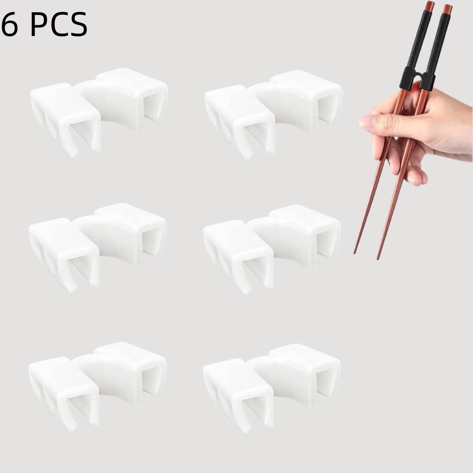 Pack of 6 Reusable Chopsticks Helpers Training Adults Kids Non-Slip Chopstick Hinges Connector Portable Practice Chopsticks Aids White 6PCS