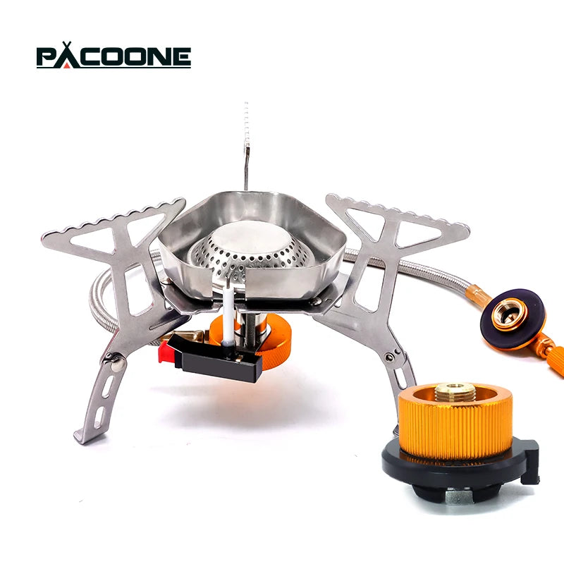 PACOONE Tourist Burner Camping Gas Stove  Stove and  Adaptor