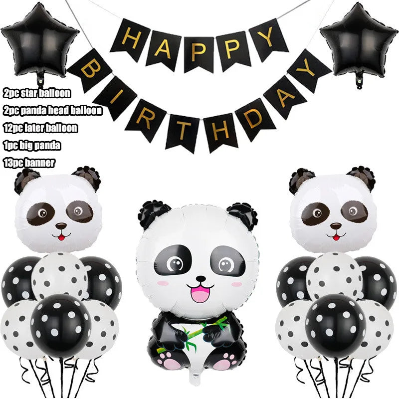 Panda Birthday Party Decoration Kit - Cartoon Panda Theme Supplies for Children's Birthday Party 15pc balloon banner / Other